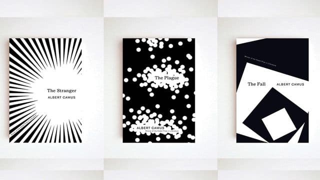 I love the hidden messages in these clever abstract Albert Camus book covers