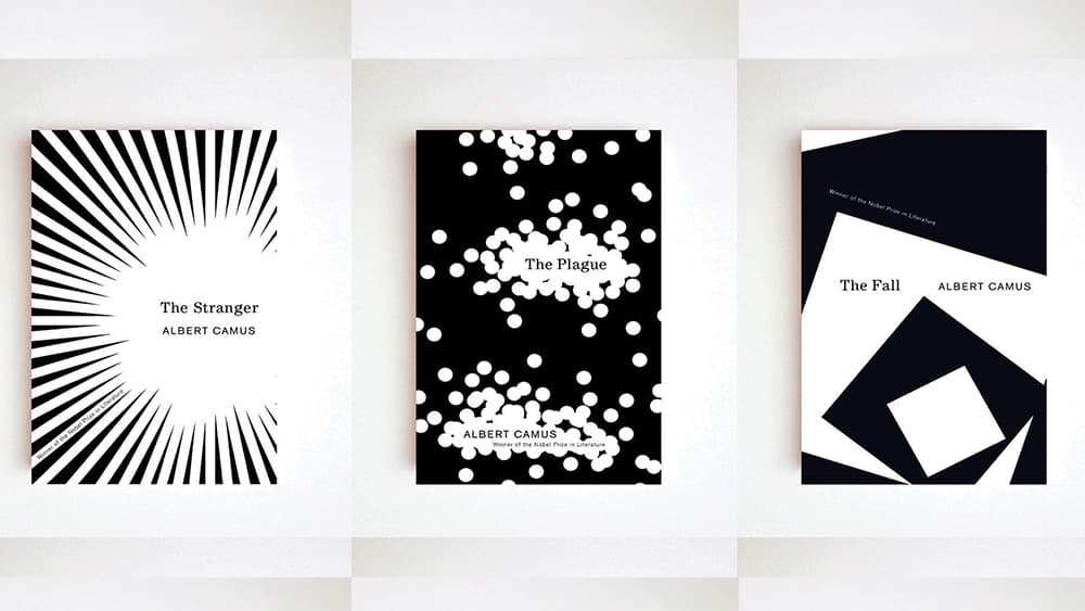 I love the hidden messages in these clever abstract Albert Camus book covers